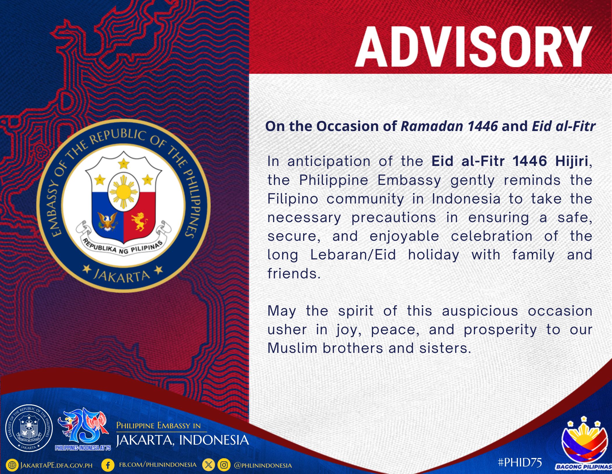 Advisory on the Occasion of Ramadan 1446 and Eid al Fitr